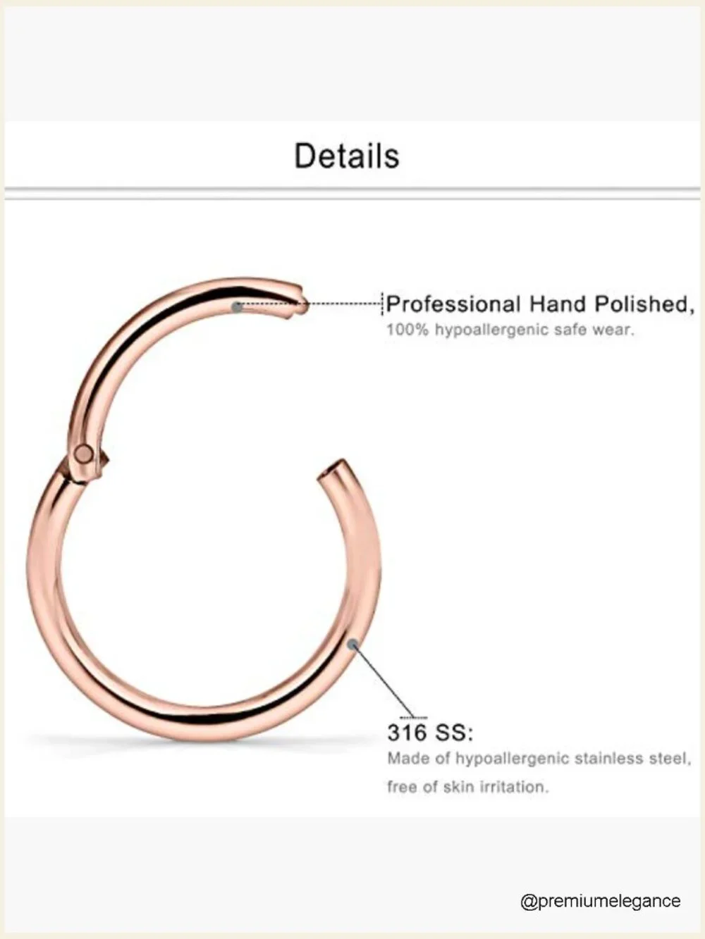 14G Surgical Steel Hinged Clicker Segment Rings 8-16mm Body Piercing Jewelry Set